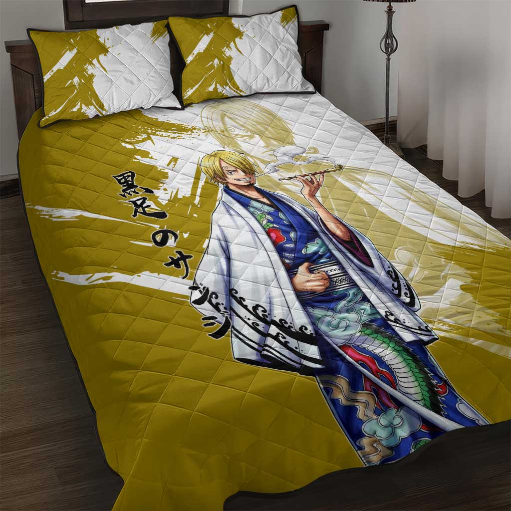 Vinsmoke Sanji - Wano Arc Samurai Style Quilt Bed Set Sanji in Traditional Kimono - One Piece Wano Edition