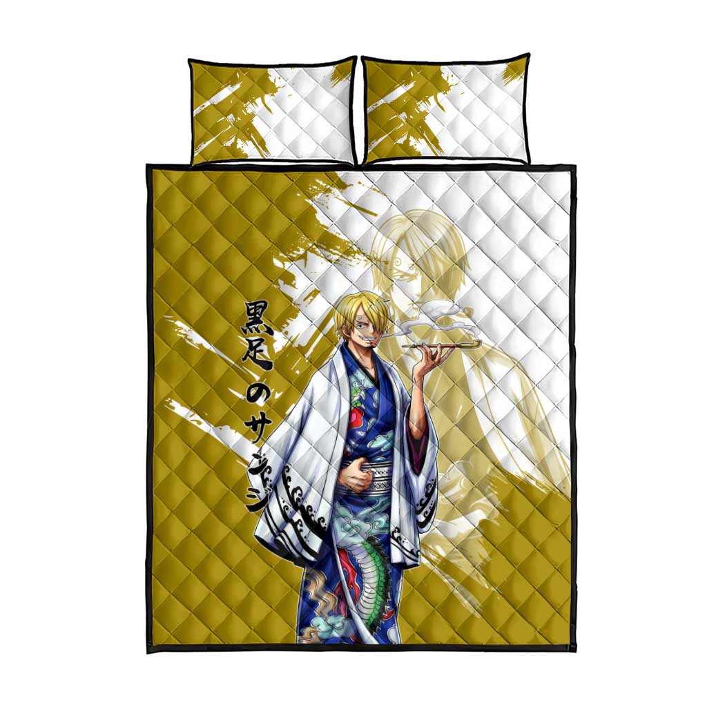 Vinsmoke Sanji - Wano Arc Samurai Style Quilt Bed Set Sanji in Traditional Kimono - One Piece Wano Edition