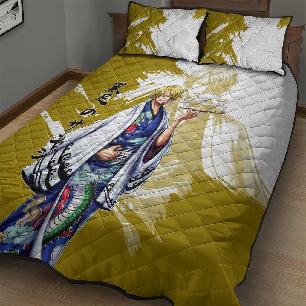 Vinsmoke Sanji - Wano Arc Samurai Style Quilt Bed Set Sanji in Traditional Kimono - One Piece Wano Edition