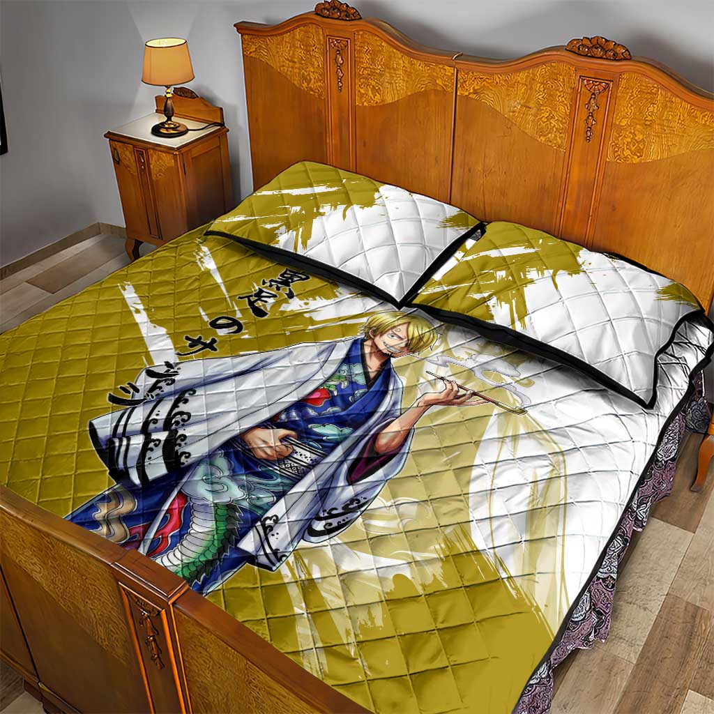 Vinsmoke Sanji - Wano Arc Samurai Style Quilt Bed Set Sanji in Traditional Kimono - One Piece Wano Edition