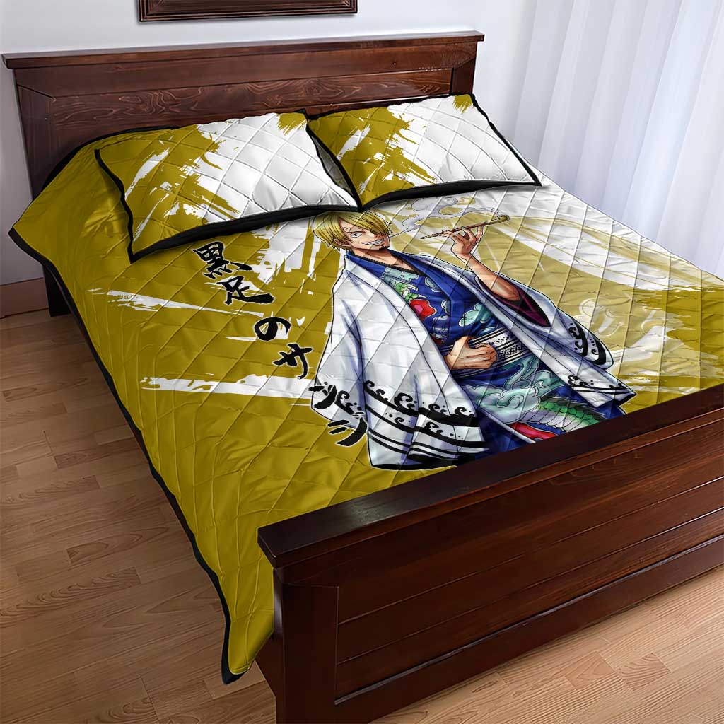 Vinsmoke Sanji - Wano Arc Samurai Style Quilt Bed Set Sanji in Traditional Kimono - One Piece Wano Edition