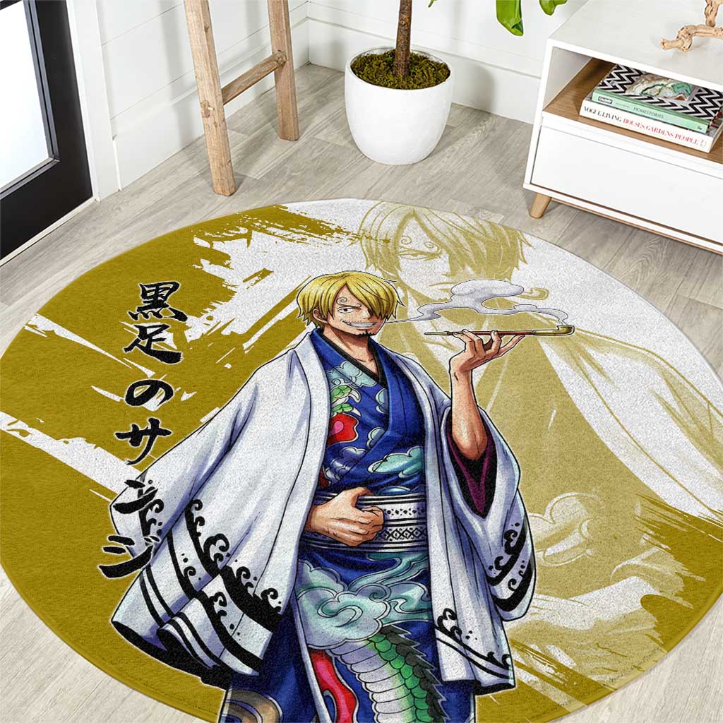 Vinsmoke Sanji - Wano Arc Samurai Style Round Carpet Sanji in Traditional Kimono - One Piece Wano Edition