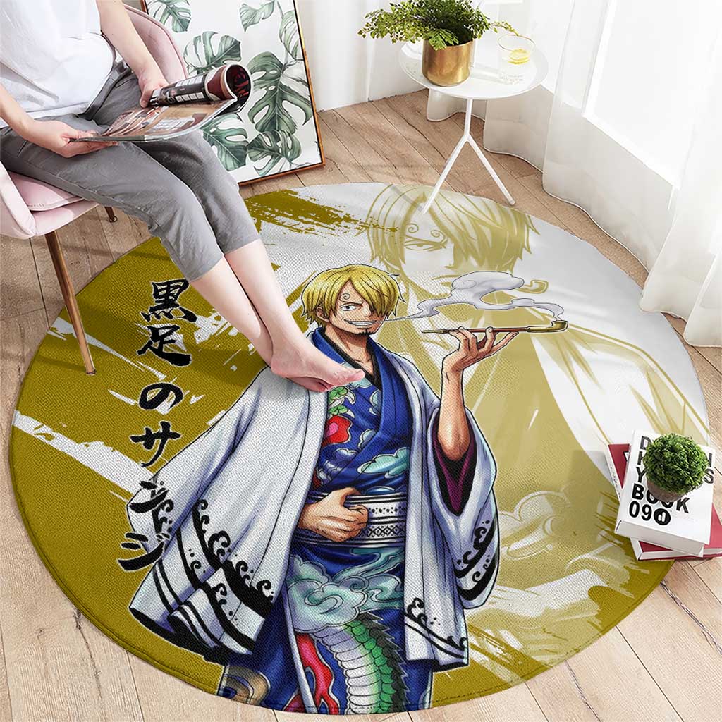 Vinsmoke Sanji - Wano Arc Samurai Style Round Carpet Sanji in Traditional Kimono - One Piece Wano Edition