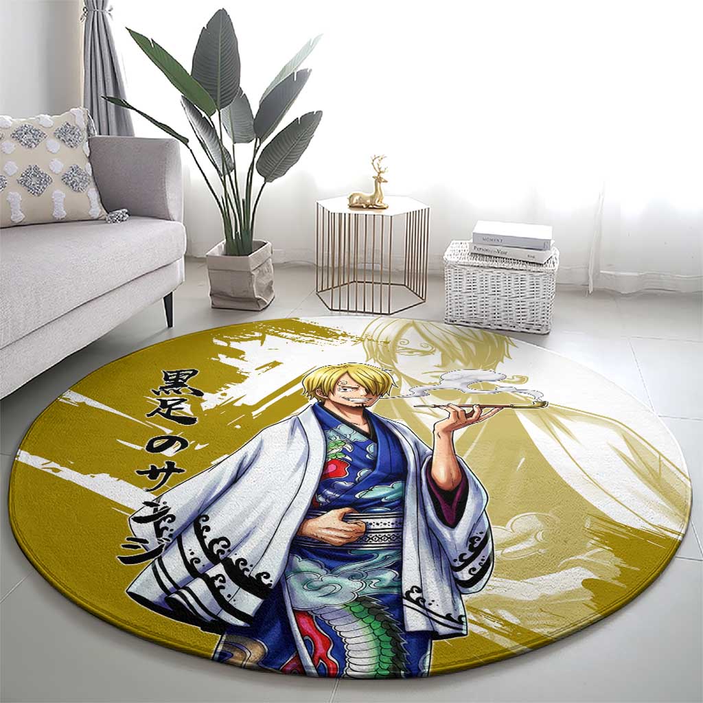 Vinsmoke Sanji - Wano Arc Samurai Style Round Carpet Sanji in Traditional Kimono - One Piece Wano Edition