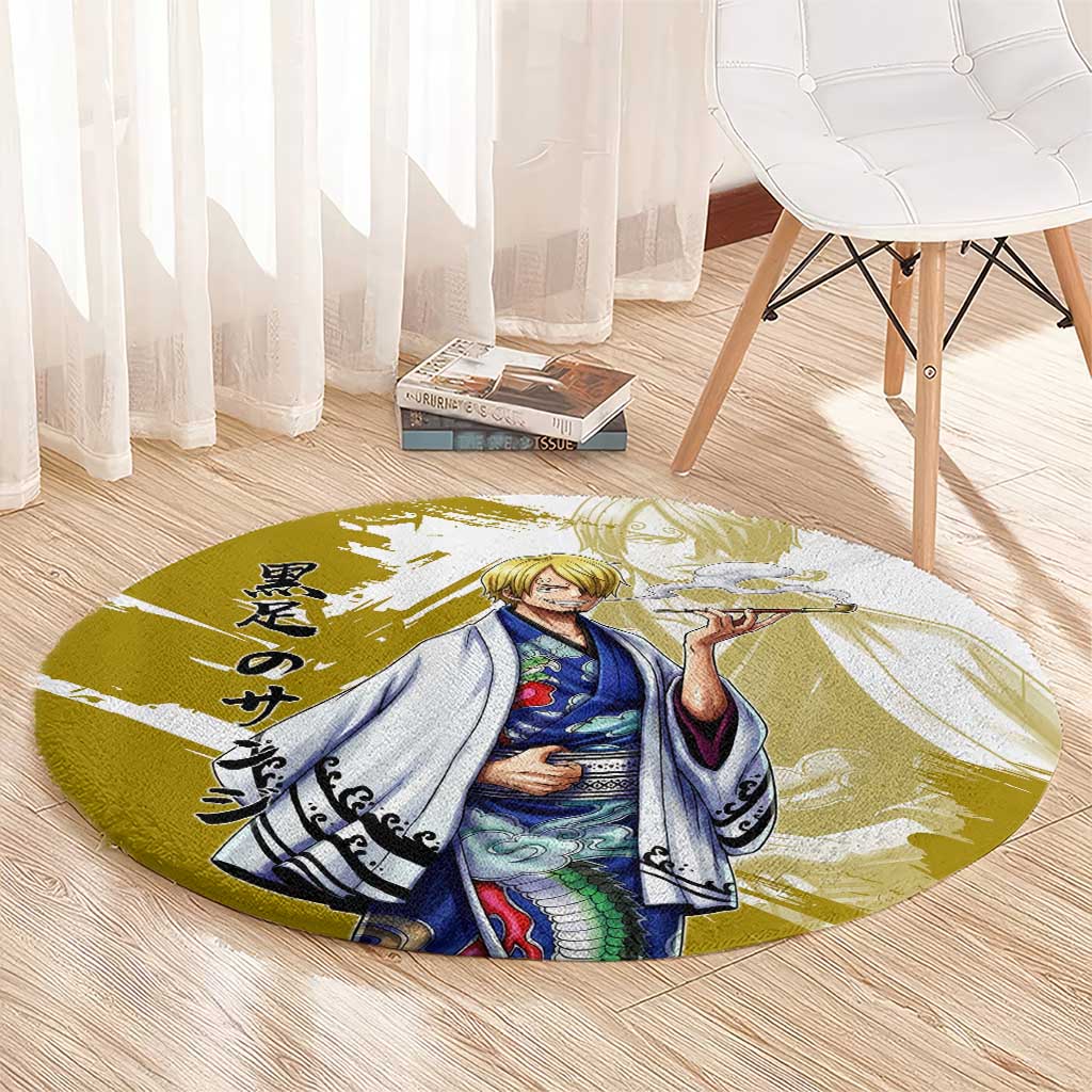 Vinsmoke Sanji - Wano Arc Samurai Style Round Carpet Sanji in Traditional Kimono - One Piece Wano Edition