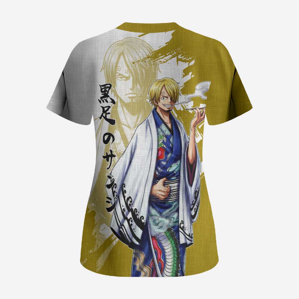 Vinsmoke Sanji - Wano Arc Samurai Style Scrub Top Sanji in Traditional Kimono - One Piece Wano Edition