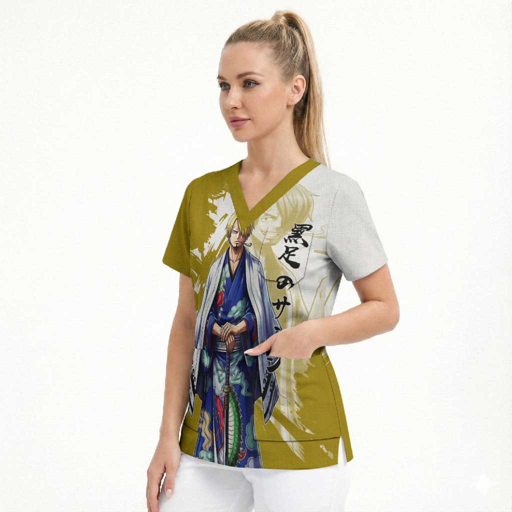 Vinsmoke Sanji - Wano Arc Samurai Style Scrub Top Sanji in Traditional Kimono - One Piece Wano Edition