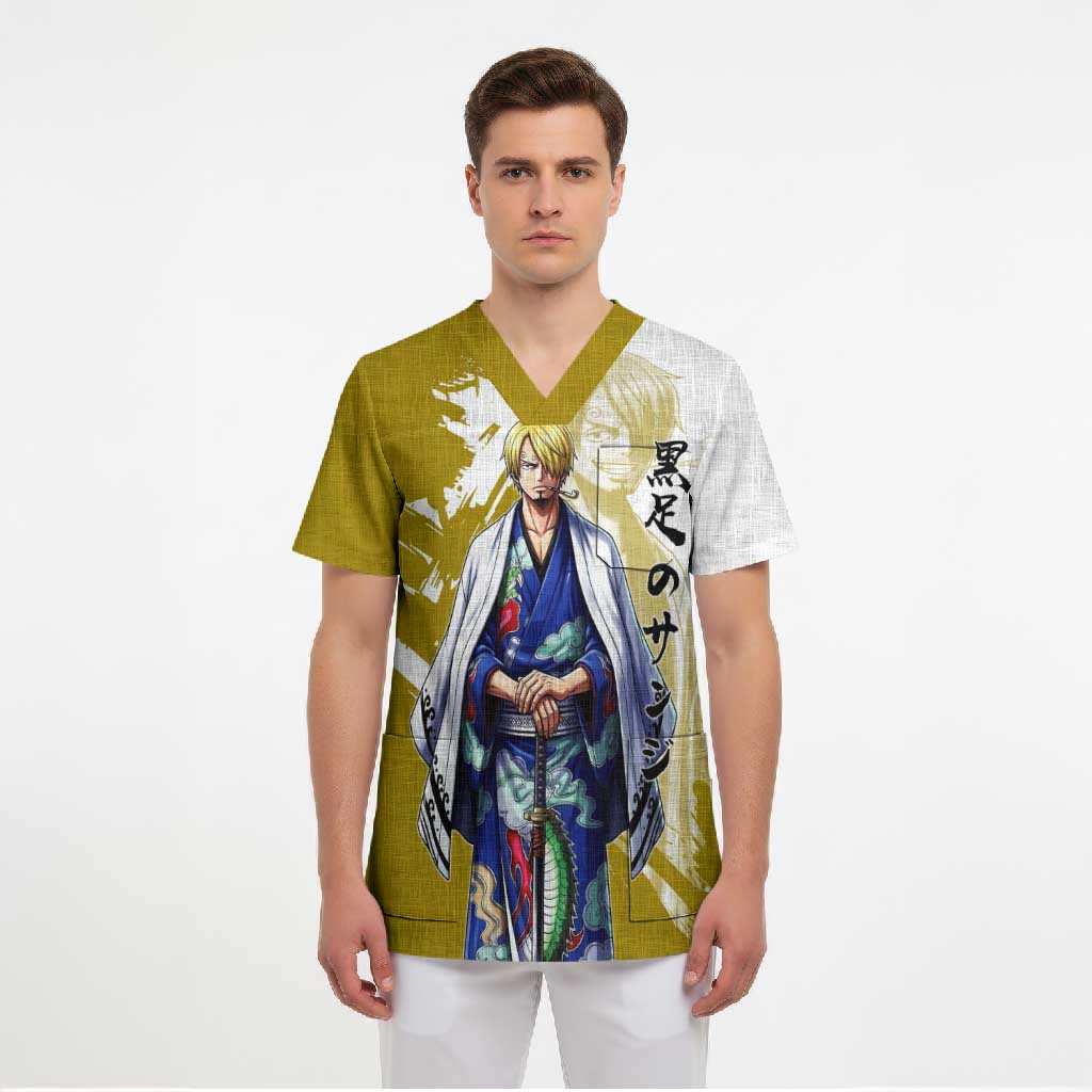 Vinsmoke Sanji - Wano Arc Samurai Style Scrub Top Sanji in Traditional Kimono - One Piece Wano Edition
