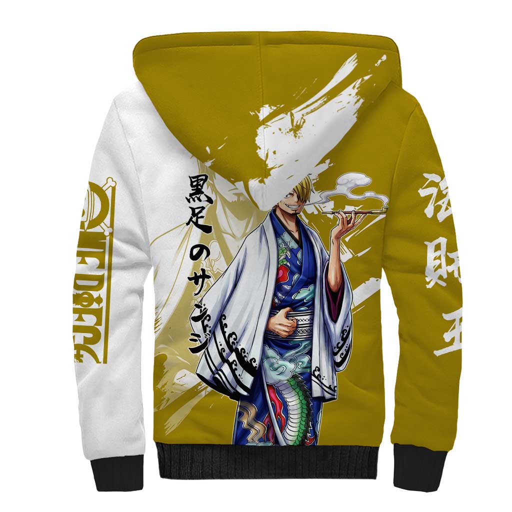 Vinsmoke Sanji - Wano Arc Samurai Style Sherpa Hoodie Sanji in Traditional Kimono - One Piece Wano Edition