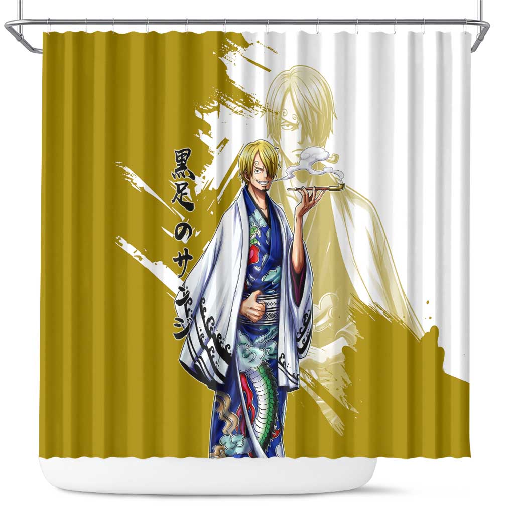 Vinsmoke Sanji - Wano Arc Samurai Style Shower Curtain Sanji in Traditional Kimono - One Piece Wano Edition