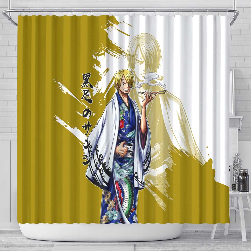 Vinsmoke Sanji - Wano Arc Samurai Style Shower Curtain Sanji in Traditional Kimono - One Piece Wano Edition