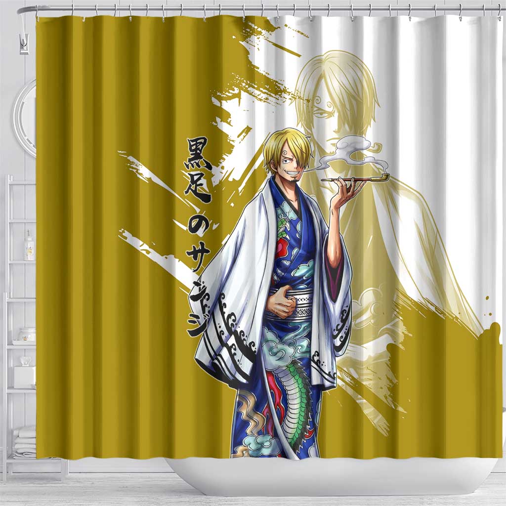 Vinsmoke Sanji - Wano Arc Samurai Style Shower Curtain Sanji in Traditional Kimono - One Piece Wano Edition