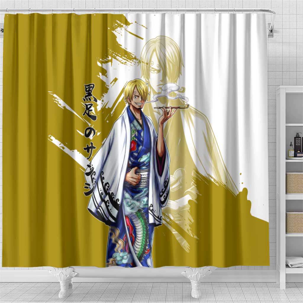Vinsmoke Sanji - Wano Arc Samurai Style Shower Curtain Sanji in Traditional Kimono - One Piece Wano Edition