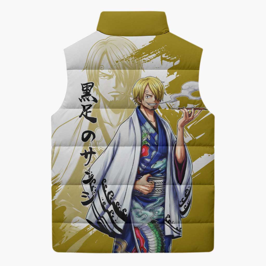 Vinsmoke Sanji - Wano Arc Samurai Style Sleeveless Puffer Jacket Sanji in Traditional Kimono - One Piece Wano Edition