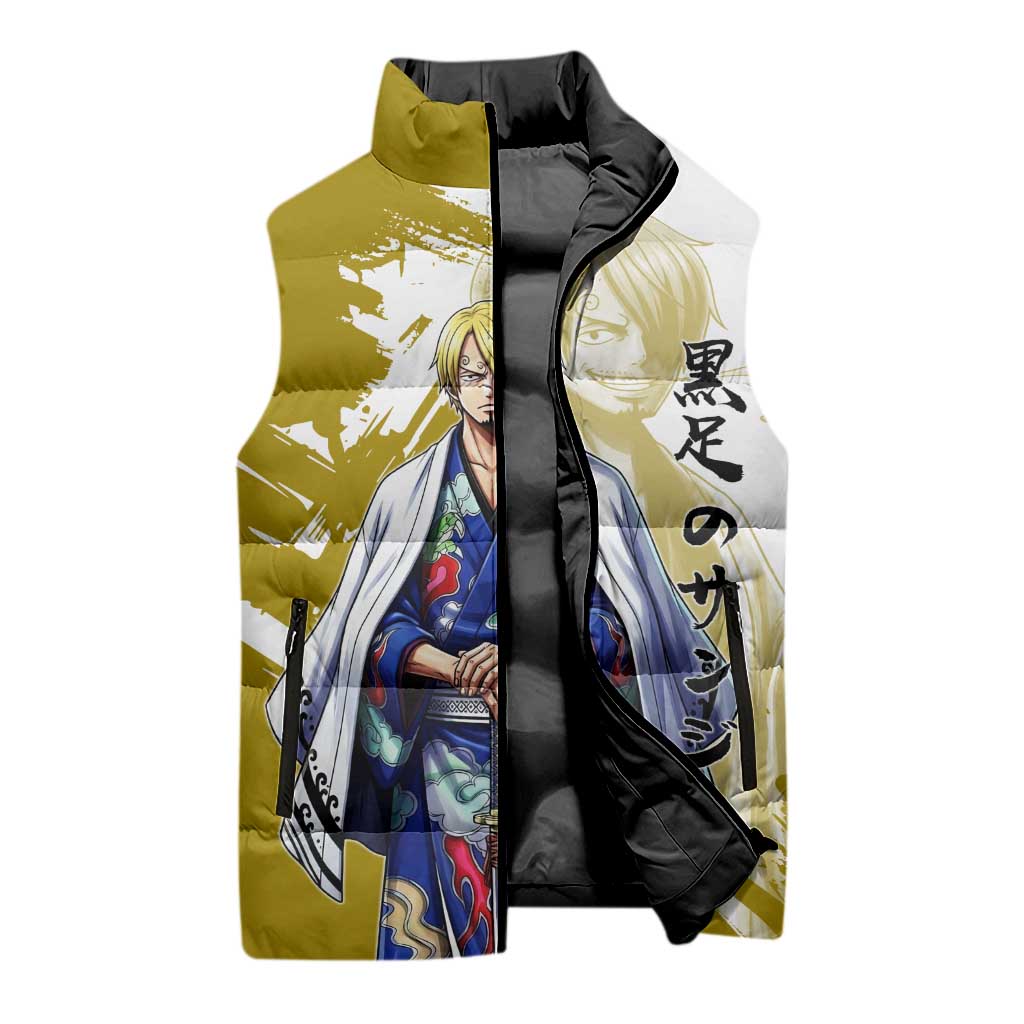 Vinsmoke Sanji - Wano Arc Samurai Style Sleeveless Puffer Jacket Sanji in Traditional Kimono - One Piece Wano Edition