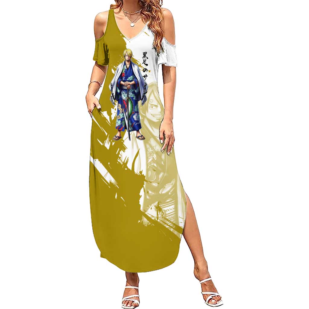 Vinsmoke Sanji - Wano Arc Samurai Style Summer Maxi Dress Sanji in Traditional Kimono - One Piece Wano Edition