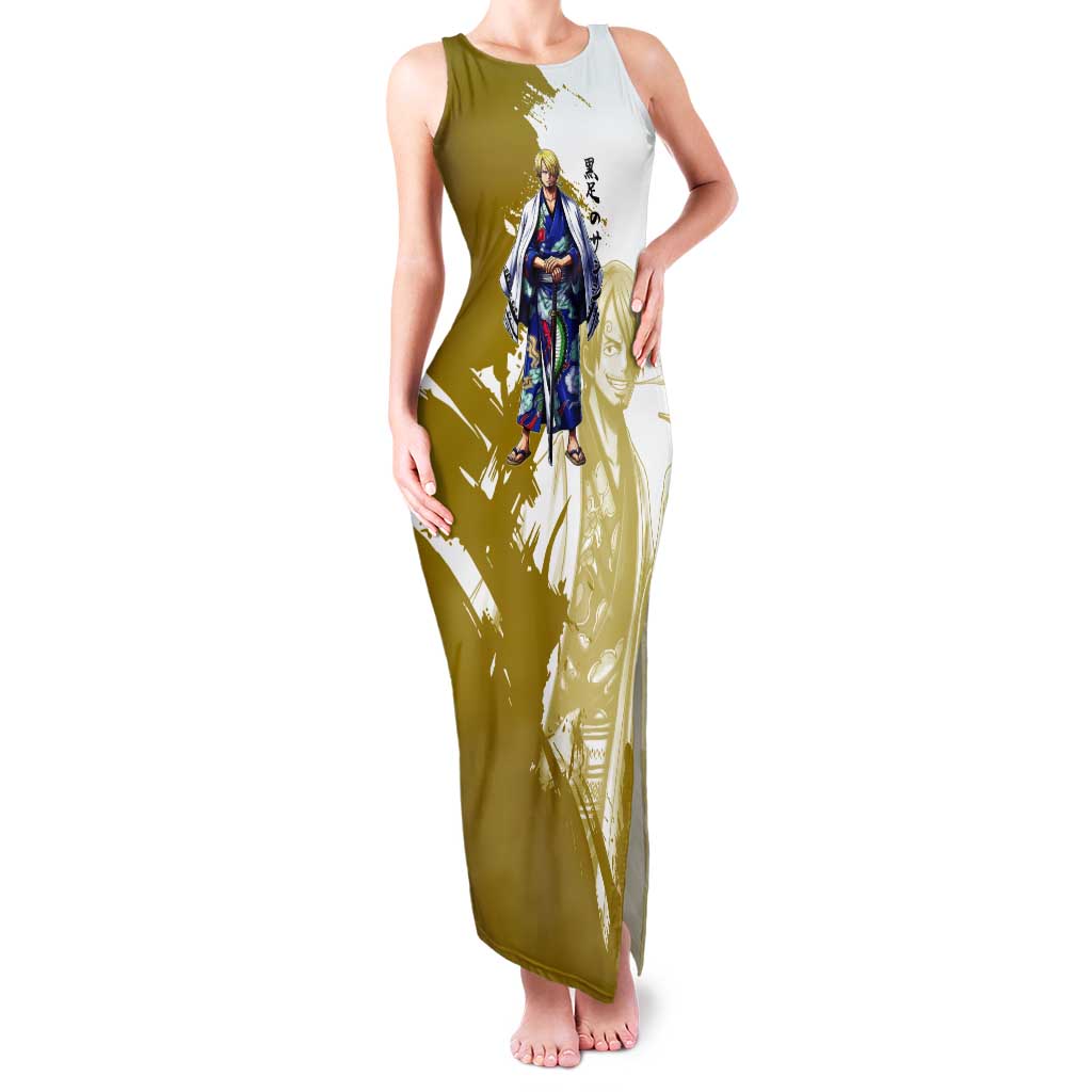 Vinsmoke Sanji - Wano Arc Samurai Style Tank Maxi Dress Sanji in Traditional Kimono - One Piece Wano Edition
