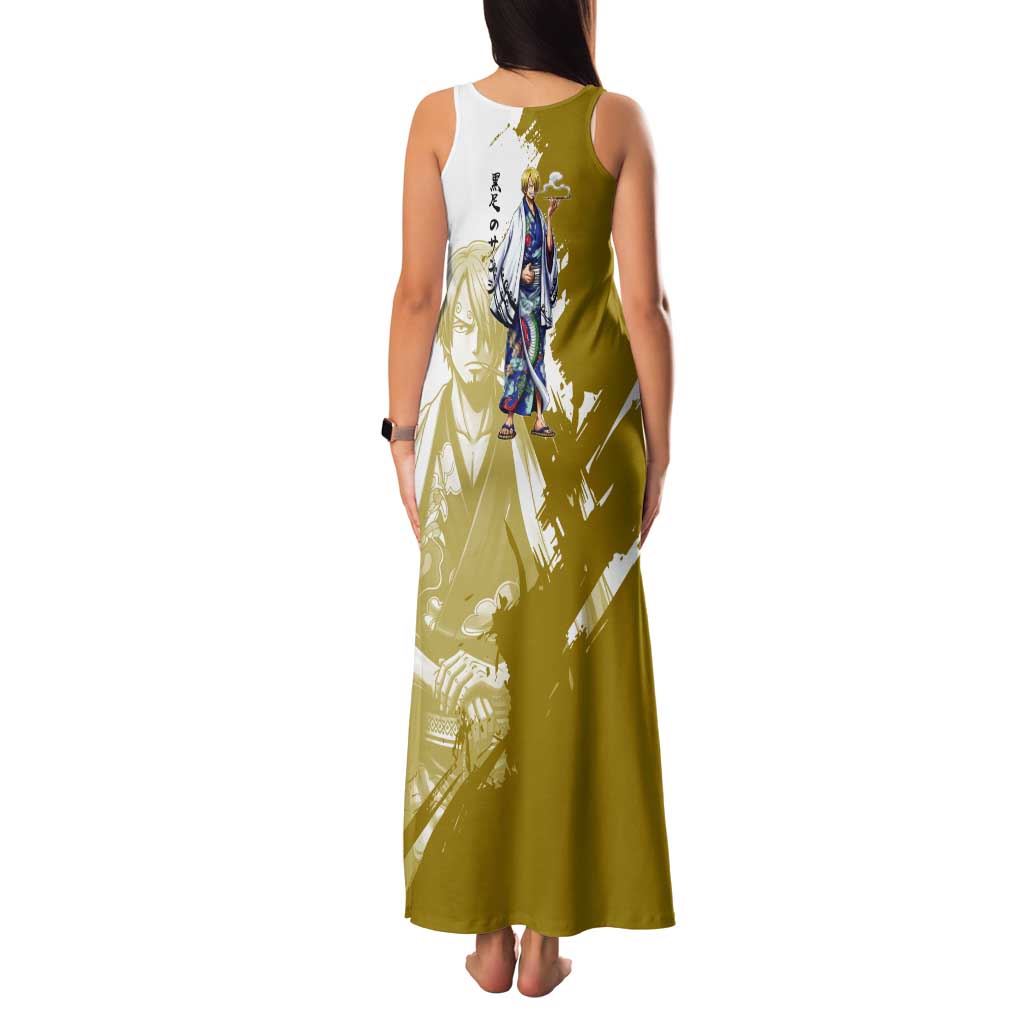 Vinsmoke Sanji - Wano Arc Samurai Style Tank Maxi Dress Sanji in Traditional Kimono - One Piece Wano Edition