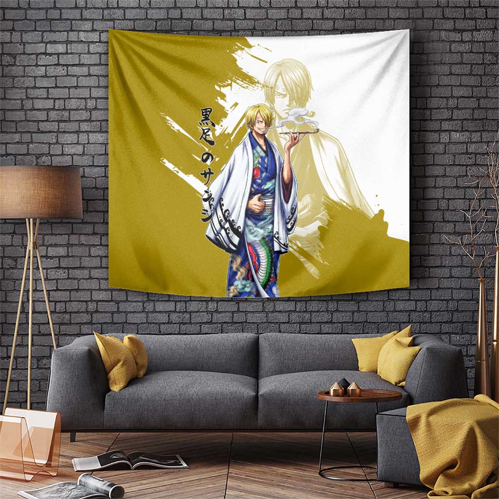 Vinsmoke Sanji - Wano Arc Samurai Style Tapestry Sanji in Traditional Kimono - One Piece Wano Edition