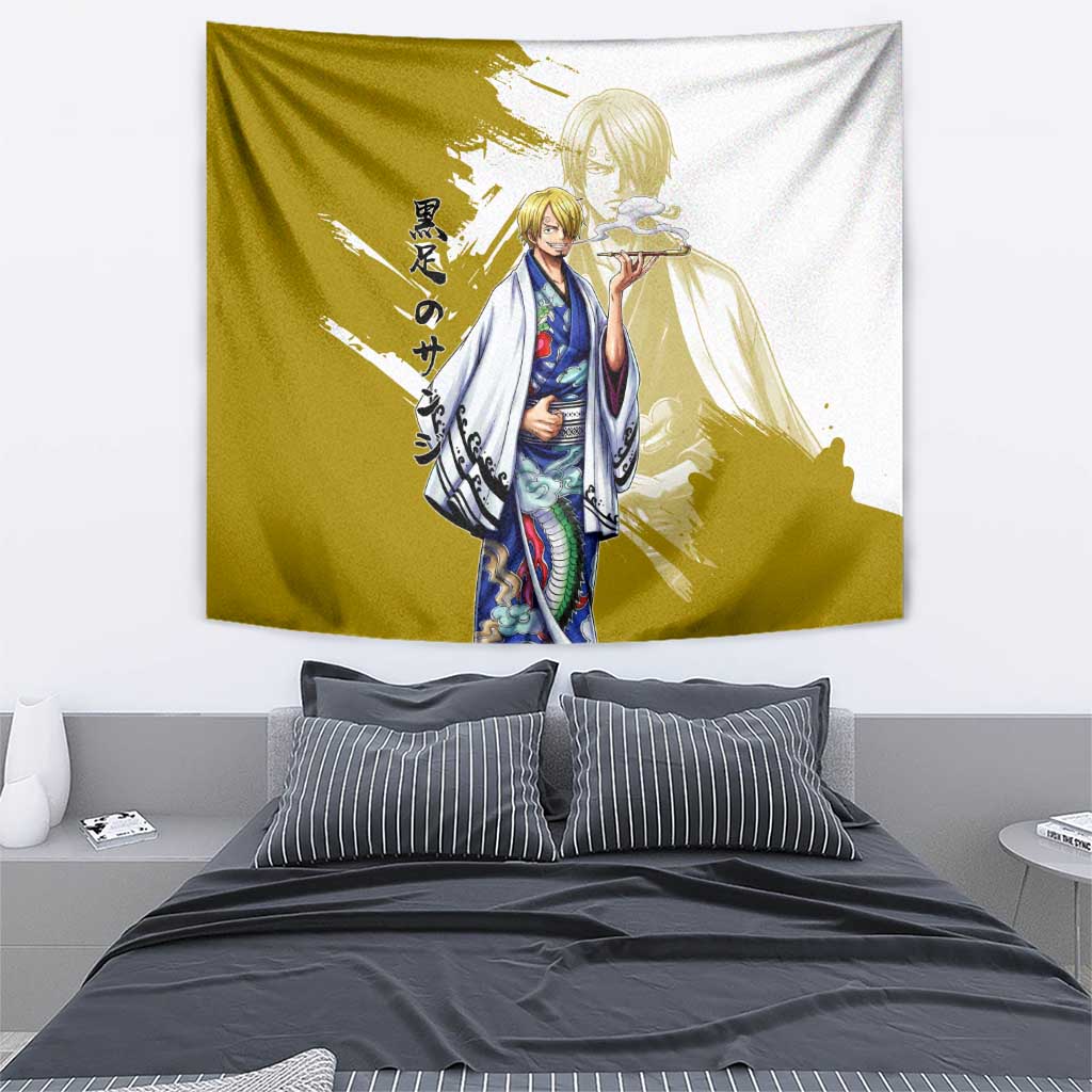 Vinsmoke Sanji - Wano Arc Samurai Style Tapestry Sanji in Traditional Kimono - One Piece Wano Edition