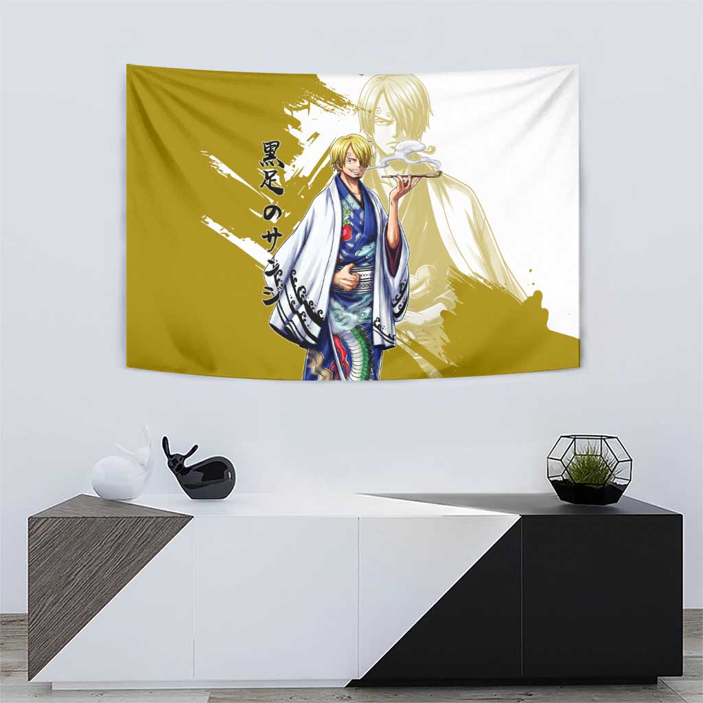 Vinsmoke Sanji - Wano Arc Samurai Style Tapestry Sanji in Traditional Kimono - One Piece Wano Edition
