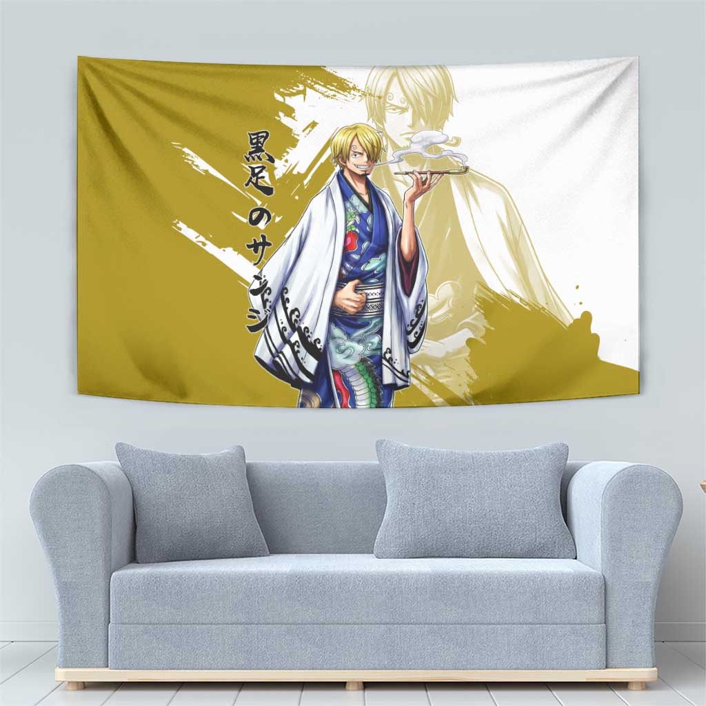 Vinsmoke Sanji - Wano Arc Samurai Style Tapestry Sanji in Traditional Kimono - One Piece Wano Edition