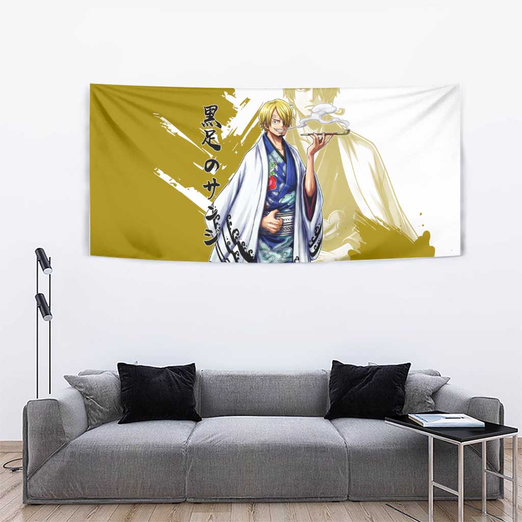 Vinsmoke Sanji - Wano Arc Samurai Style Tapestry Sanji in Traditional Kimono - One Piece Wano Edition