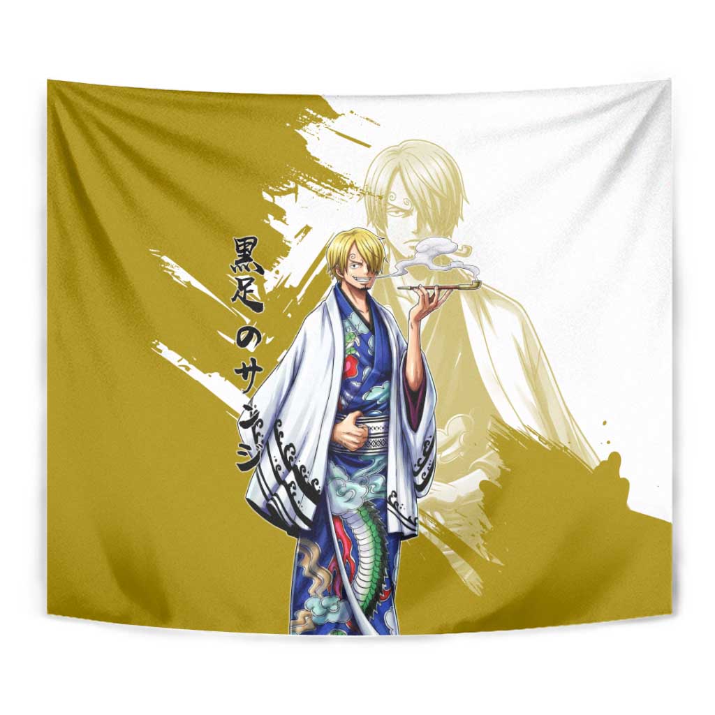 Vinsmoke Sanji - Wano Arc Samurai Style Tapestry Sanji in Traditional Kimono - One Piece Wano Edition