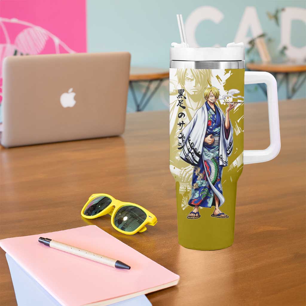 Vinsmoke Sanji - Wano Arc Samurai Style Tumbler With Handle Sanji in Traditional Kimono - One Piece Wano Edition