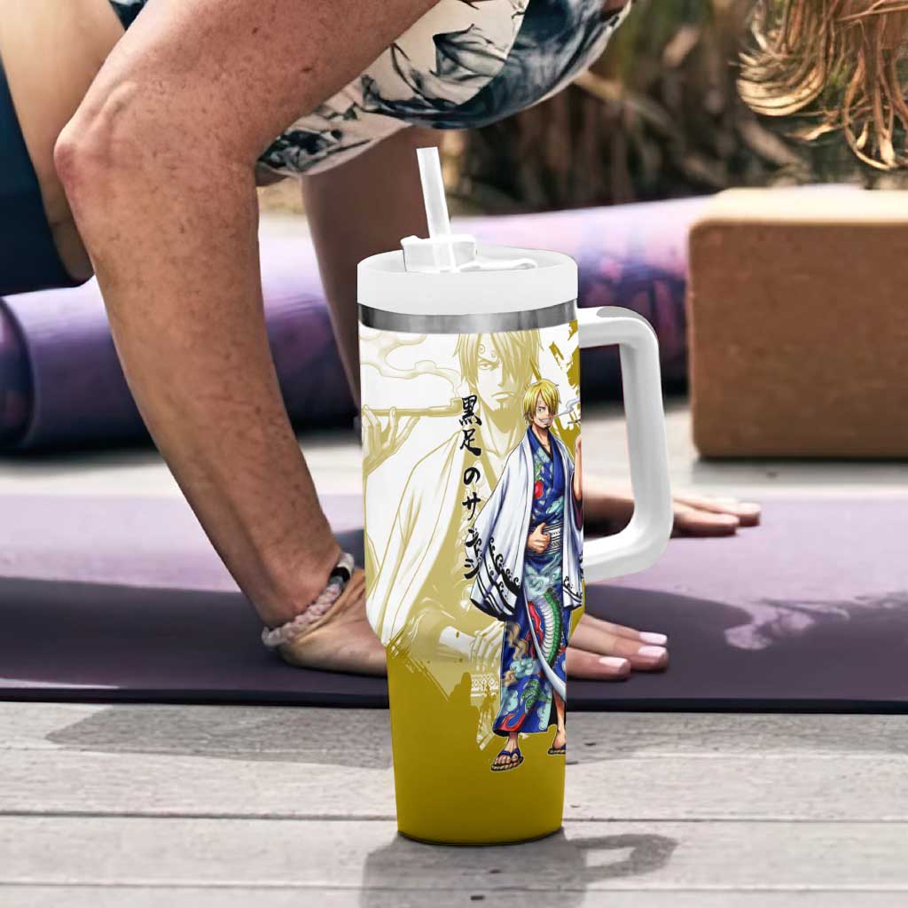 Vinsmoke Sanji - Wano Arc Samurai Style Tumbler With Handle Sanji in Traditional Kimono - One Piece Wano Edition