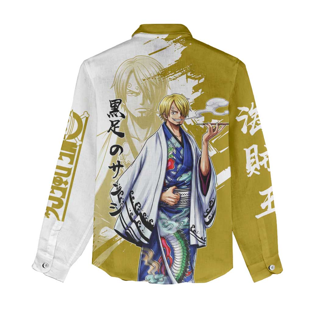 Vinsmoke Sanji - Wano Arc Samurai Style Women Casual Shirt Sanji in Traditional Kimono - One Piece Wano Edition