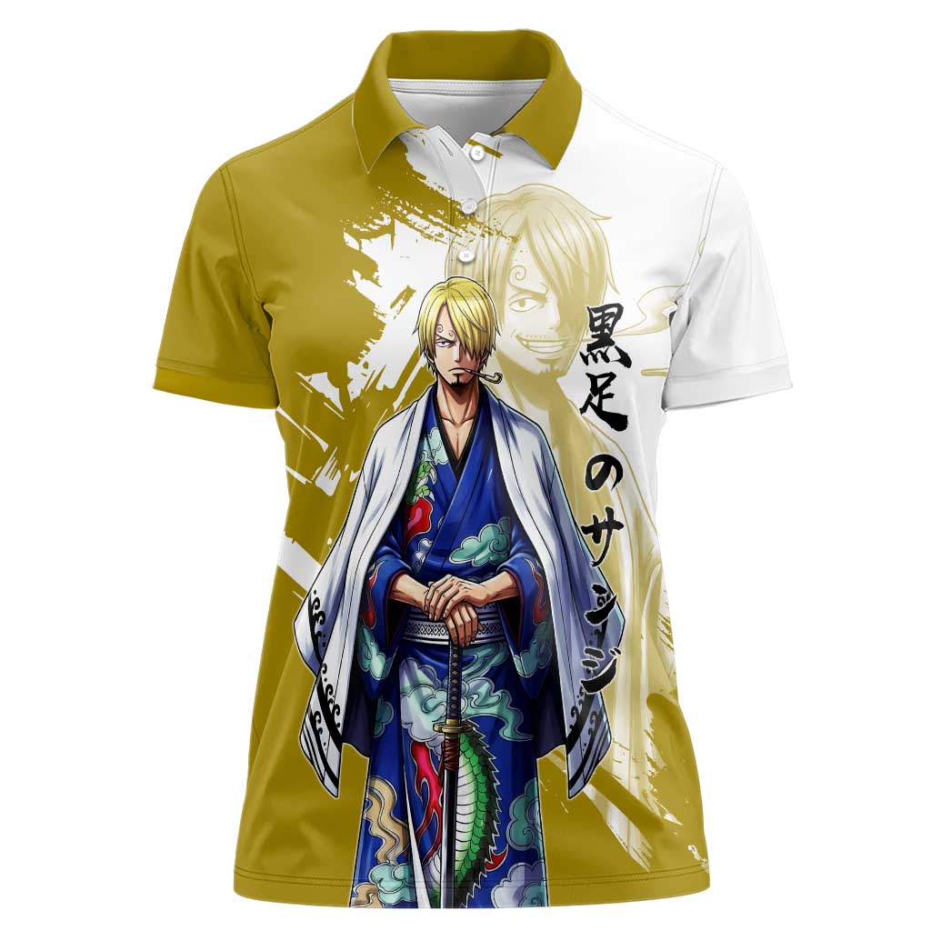 Vinsmoke Sanji - Wano Arc Samurai Style Women Polo Shirt Sanji in Traditional Kimono - One Piece Wano Edition