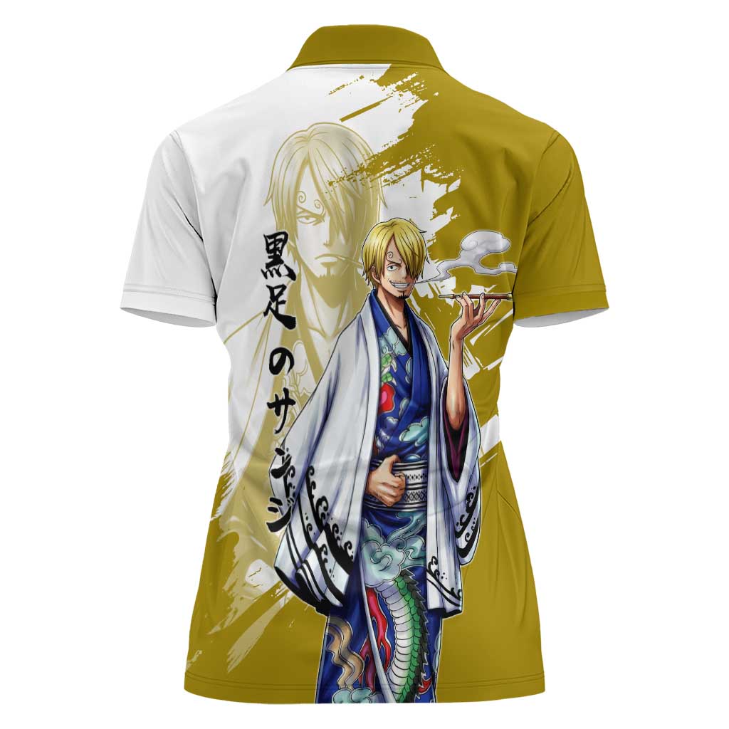 Vinsmoke Sanji - Wano Arc Samurai Style Women Polo Shirt Sanji in Traditional Kimono - One Piece Wano Edition