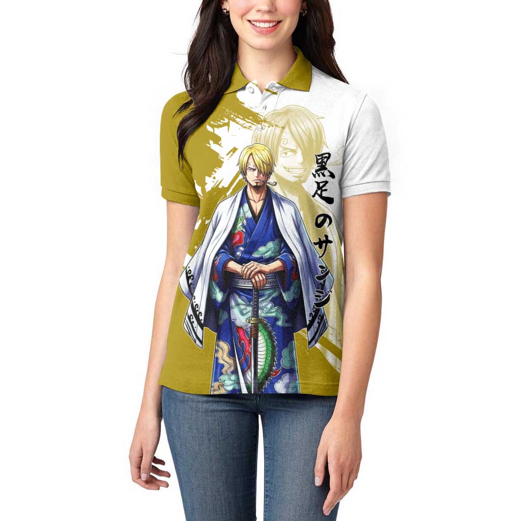Vinsmoke Sanji - Wano Arc Samurai Style Women Polo Shirt Sanji in Traditional Kimono - One Piece Wano Edition