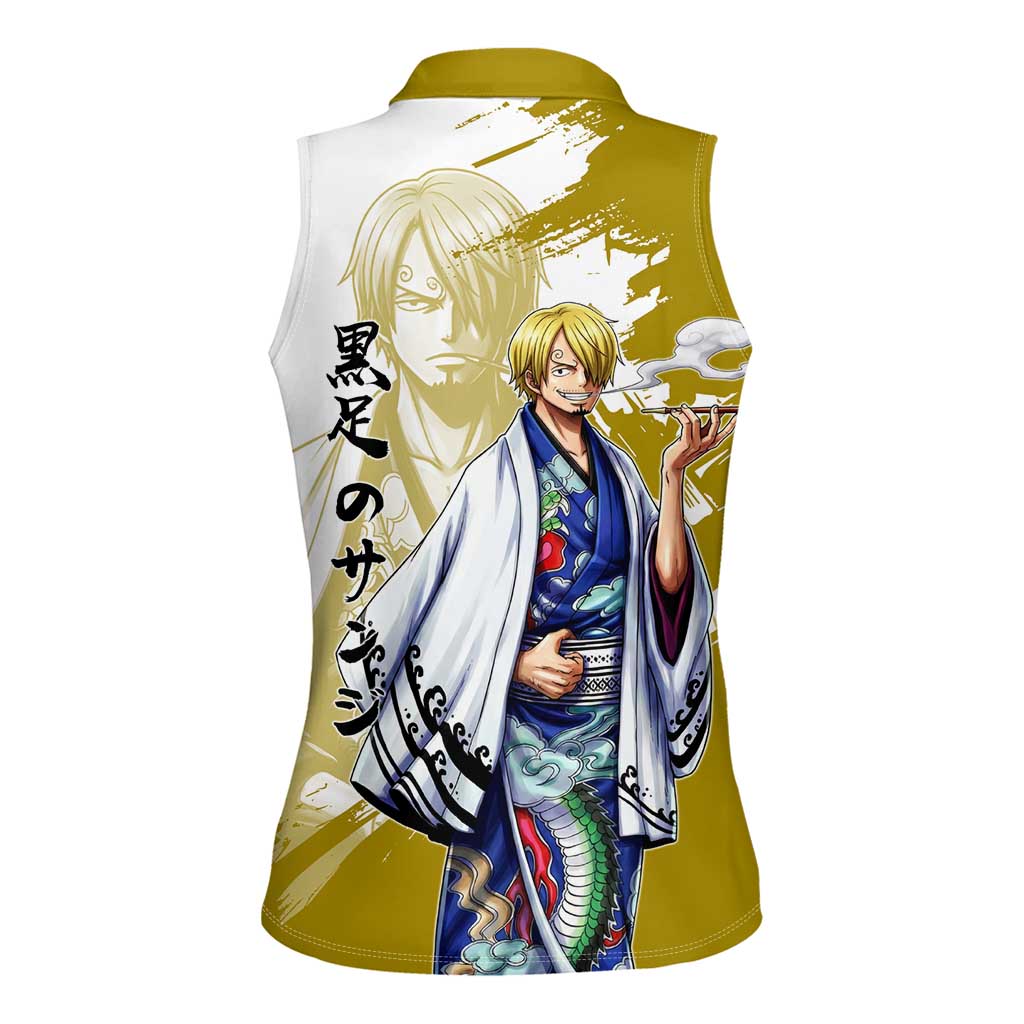 Vinsmoke Sanji - Wano Arc Samurai Style Women Sleeveless Polo Shirt Sanji in Traditional Kimono - One Piece Wano Edition
