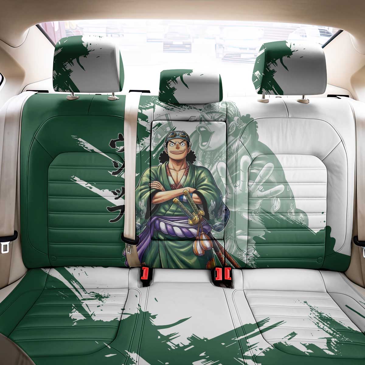 Usopp Wano Samurai Edition Back Car Seat Cover Traditional Japanese Kimono Style