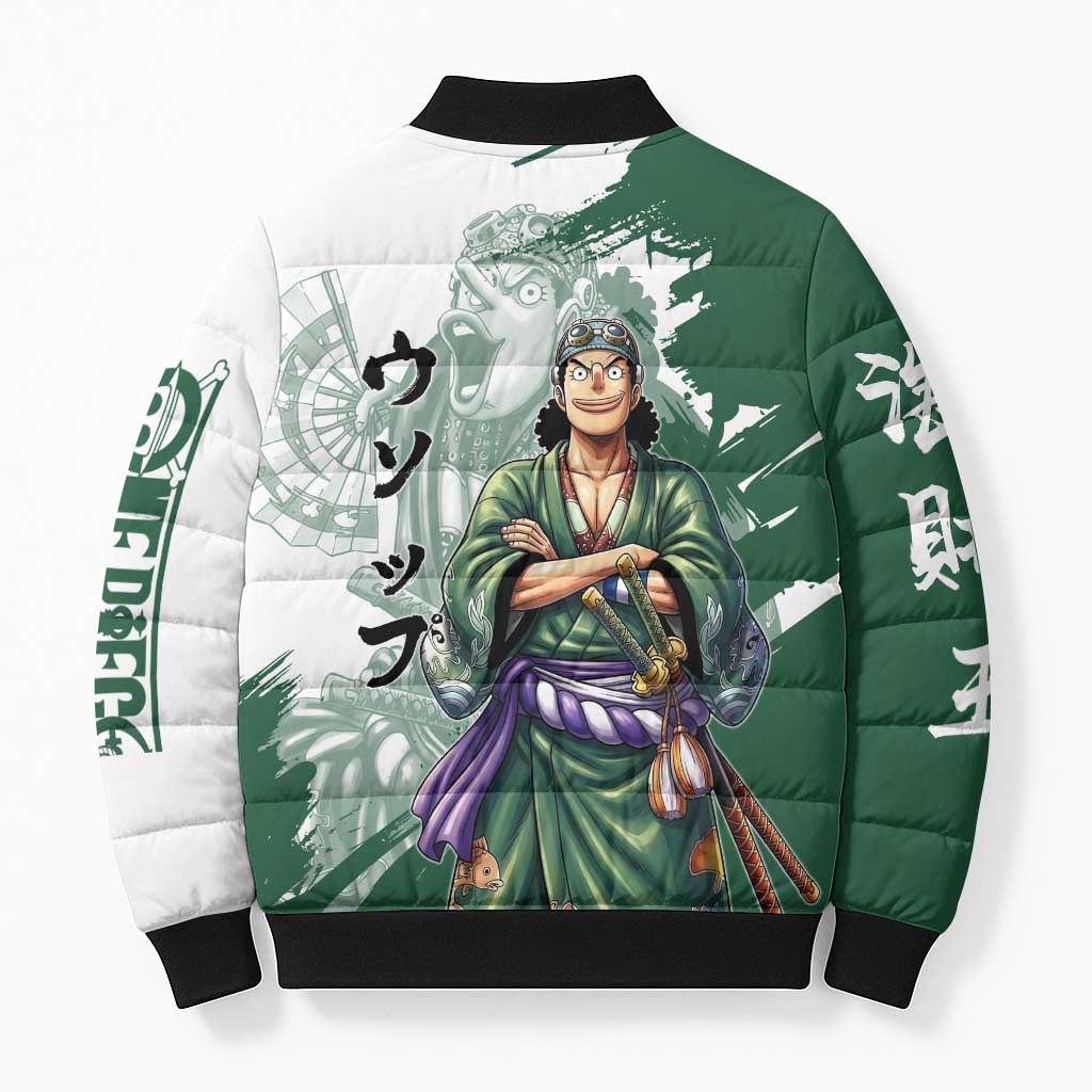 Usopp Wano Samurai Edition Bomber Puffer Jacket Traditional Japanese Kimono Style