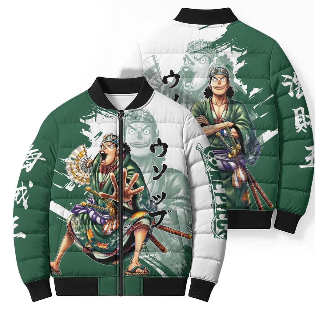 Usopp Wano Samurai Edition Bomber Puffer Jacket Traditional Japanese Kimono Style