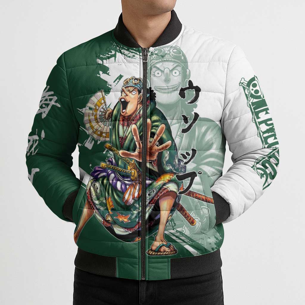 Usopp Wano Samurai Edition Bomber Puffer Jacket Traditional Japanese Kimono Style