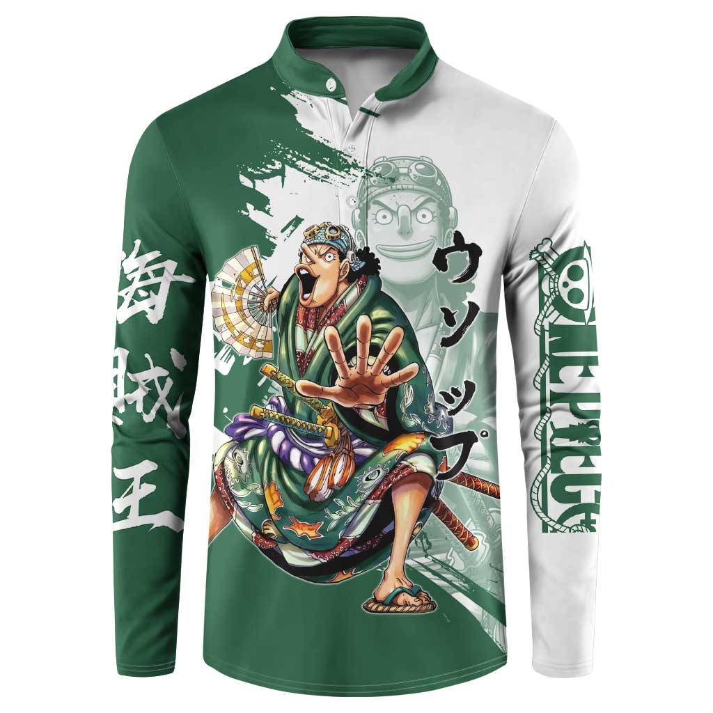 Usopp Wano Samurai Edition Button Sweatshirt Traditional Japanese Kimono Style