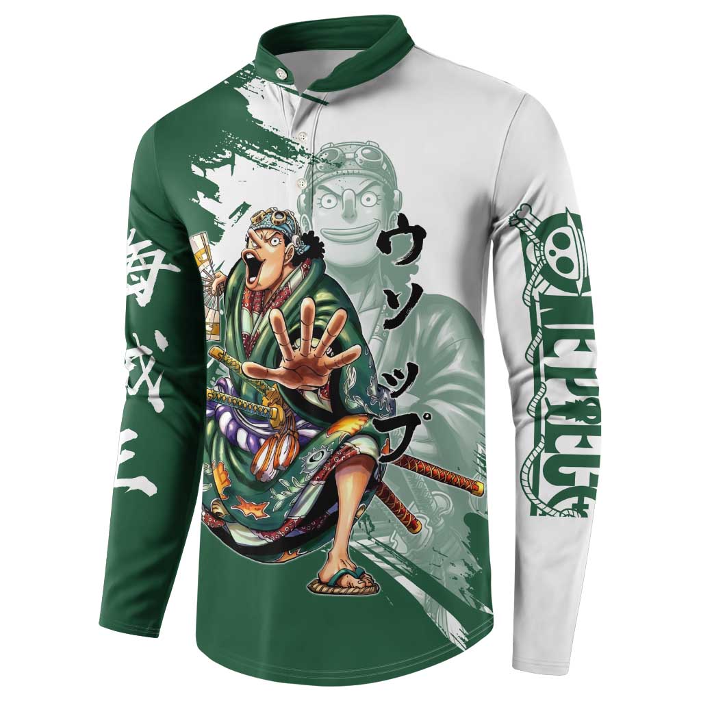 Usopp Wano Samurai Edition Button Sweatshirt Traditional Japanese Kimono Style