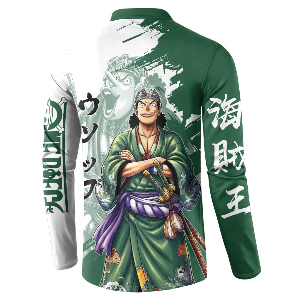 Usopp Wano Samurai Edition Button Sweatshirt Traditional Japanese Kimono Style