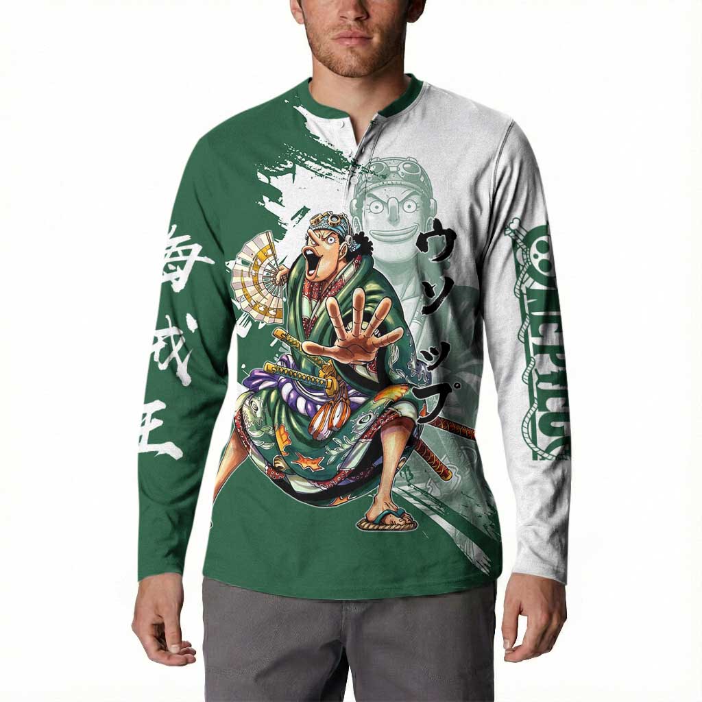 Usopp Wano Samurai Edition Button Sweatshirt Traditional Japanese Kimono Style