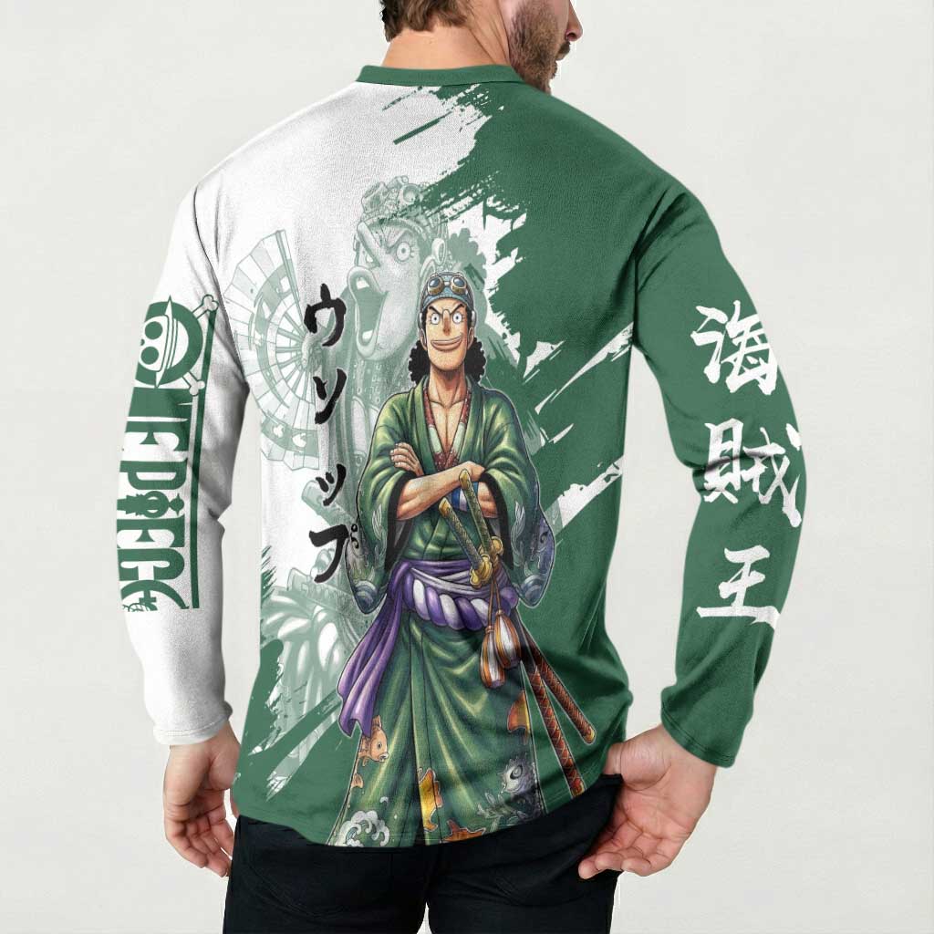Usopp Wano Samurai Edition Button Sweatshirt Traditional Japanese Kimono Style