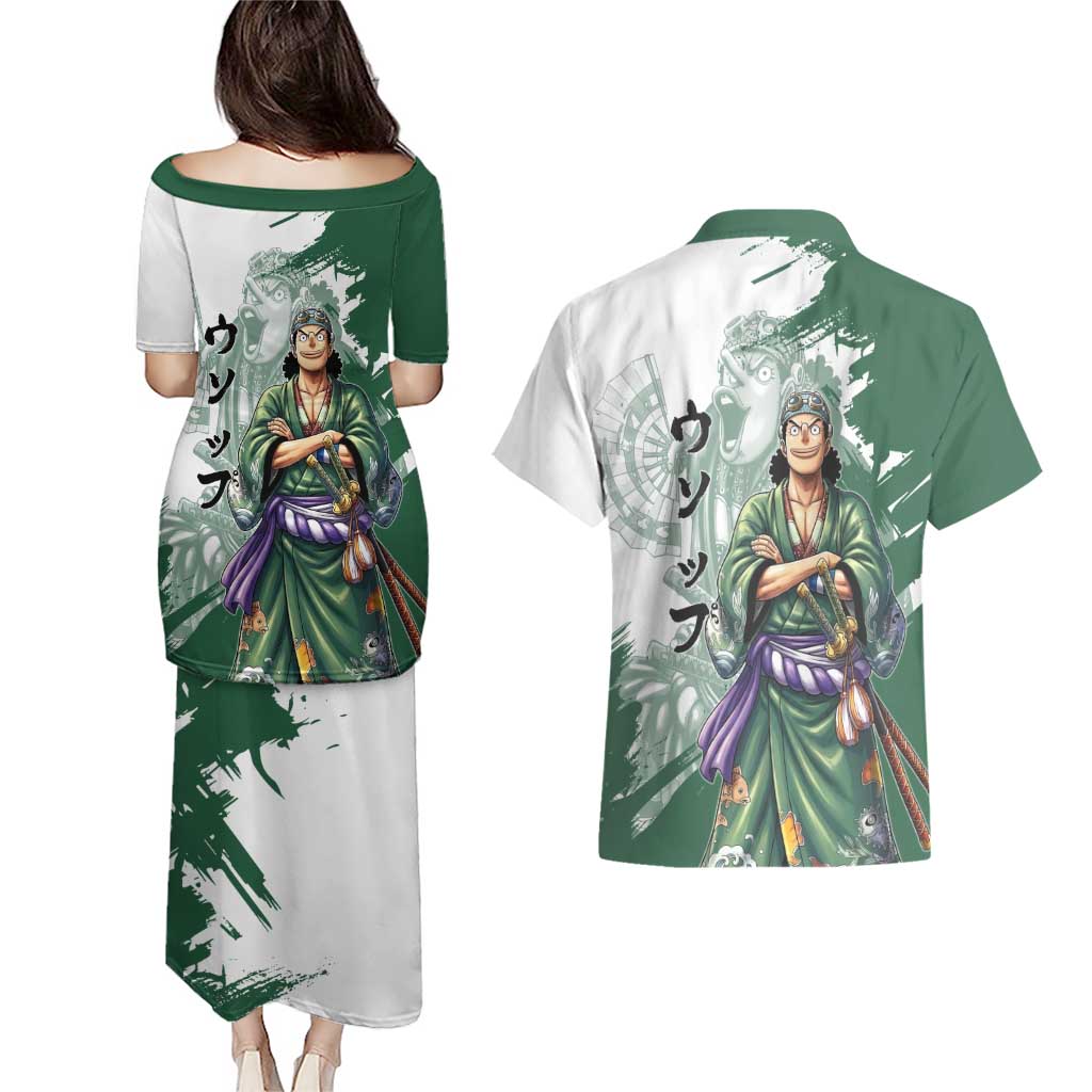 Usopp Wano Samurai Edition Couples Matching Puletasi and Hawaiian Shirt Traditional Japanese Kimono Style