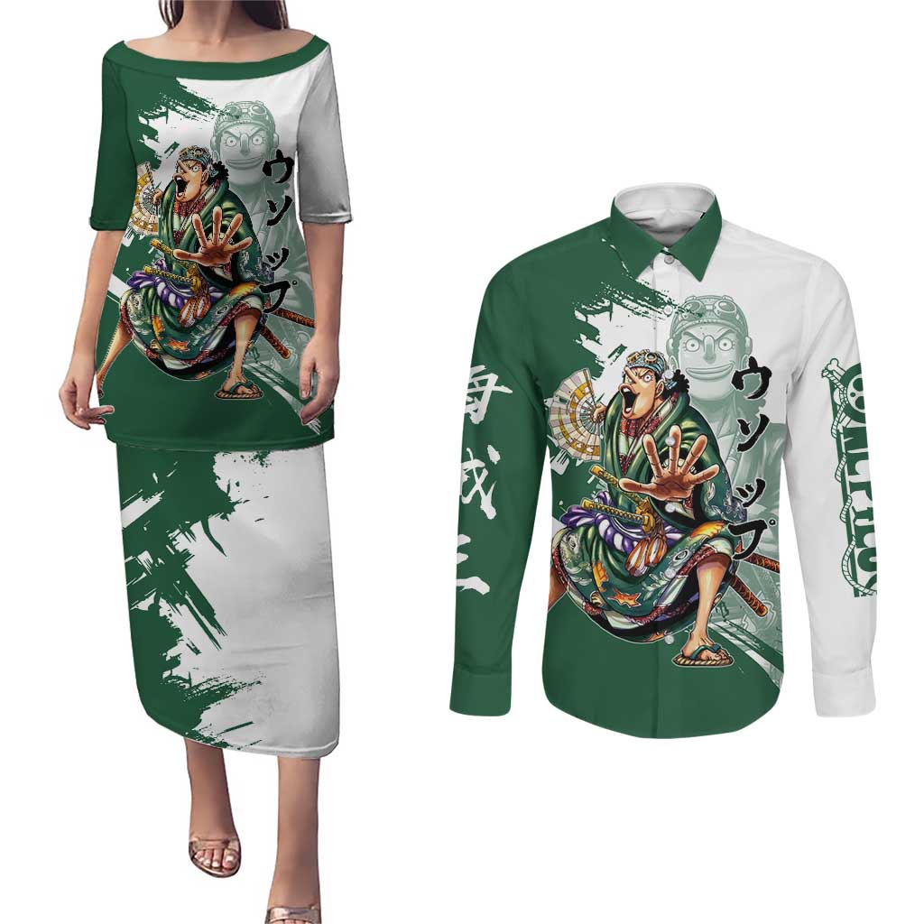 Usopp Wano Samurai Edition Couples Matching Puletasi and Long Sleeve Button Shirt Traditional Japanese Kimono Style