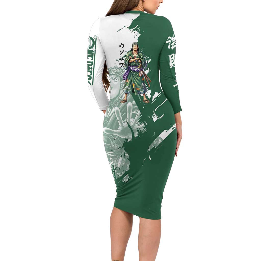 Usopp Wano Samurai Edition Family Matching Long Sleeve Bodycon Dress and Hawaiian Shirt Traditional Japanese Kimono Style