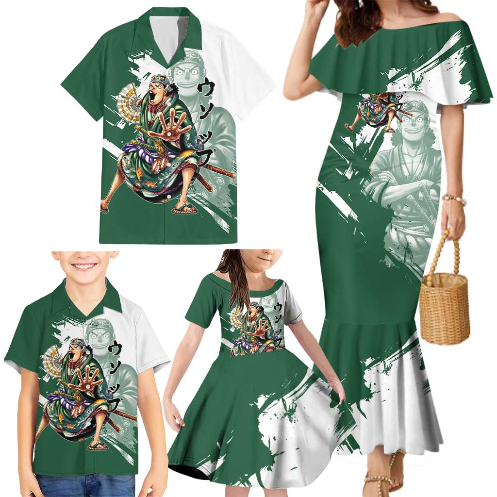 Usopp Wano Samurai Edition Family Matching Mermaid Dress and Hawaiian Shirt Traditional Japanese Kimono Style