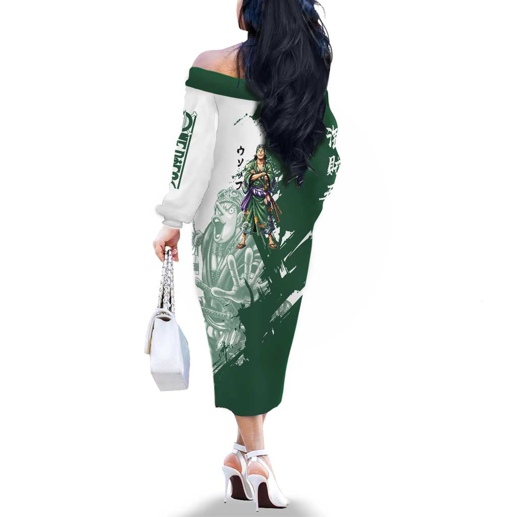 Usopp Wano Samurai Edition Family Matching Off The Shoulder Long Sleeve Dress and Hawaiian Shirt Traditional Japanese Kimono Style