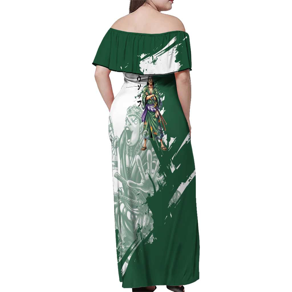 Usopp Wano Samurai Edition Family Matching Off Shoulder Maxi Dress and Hawaiian Shirt Traditional Japanese Kimono Style